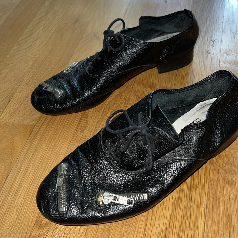 Repetto for Colette black leather jazz shoe with zipper detail